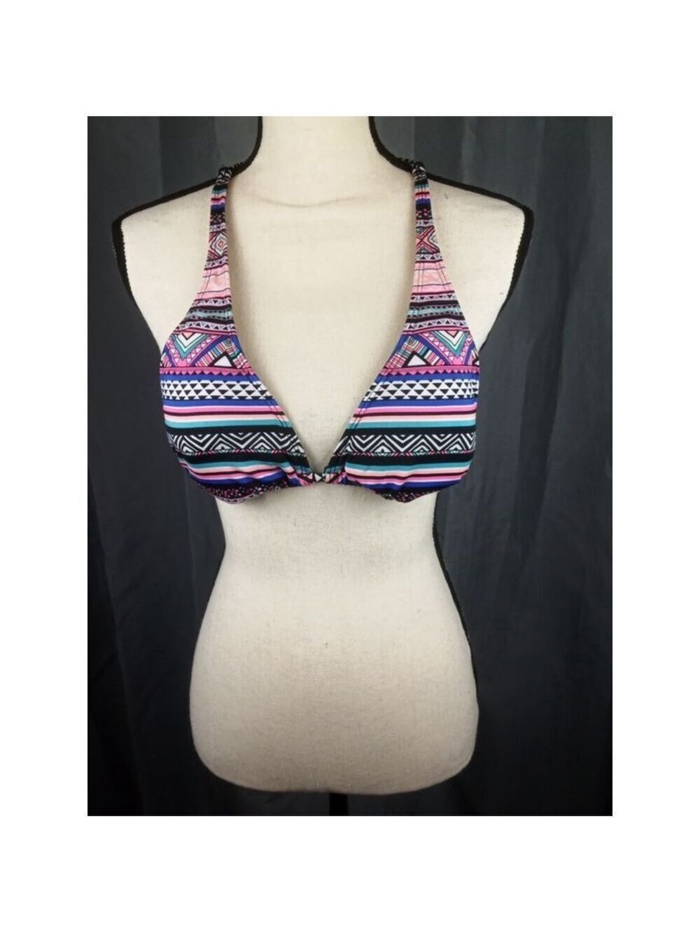 Arizona Jeans bikini top, multicolor geometric pattern, size L